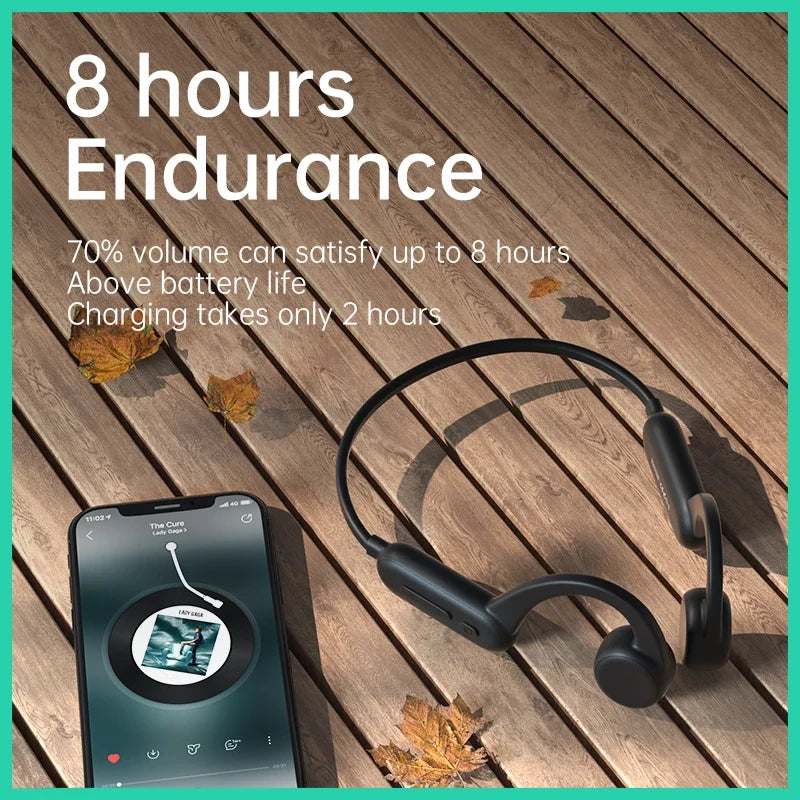 Wireless Bone Conduction Bluetooth Headphones — Open-Ear Sport Design, IPX8 Waterproof, 32GB MP3 Player