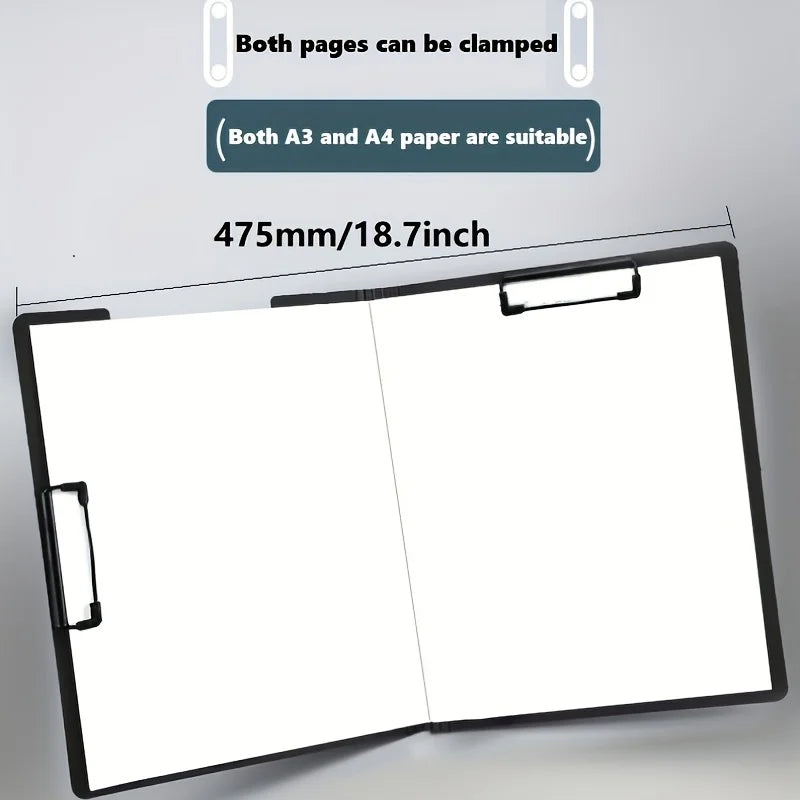 A4 Clipboard File Folder with Double Clips, Writing Pad and Document Organizer for School, Office, and Test Papers
