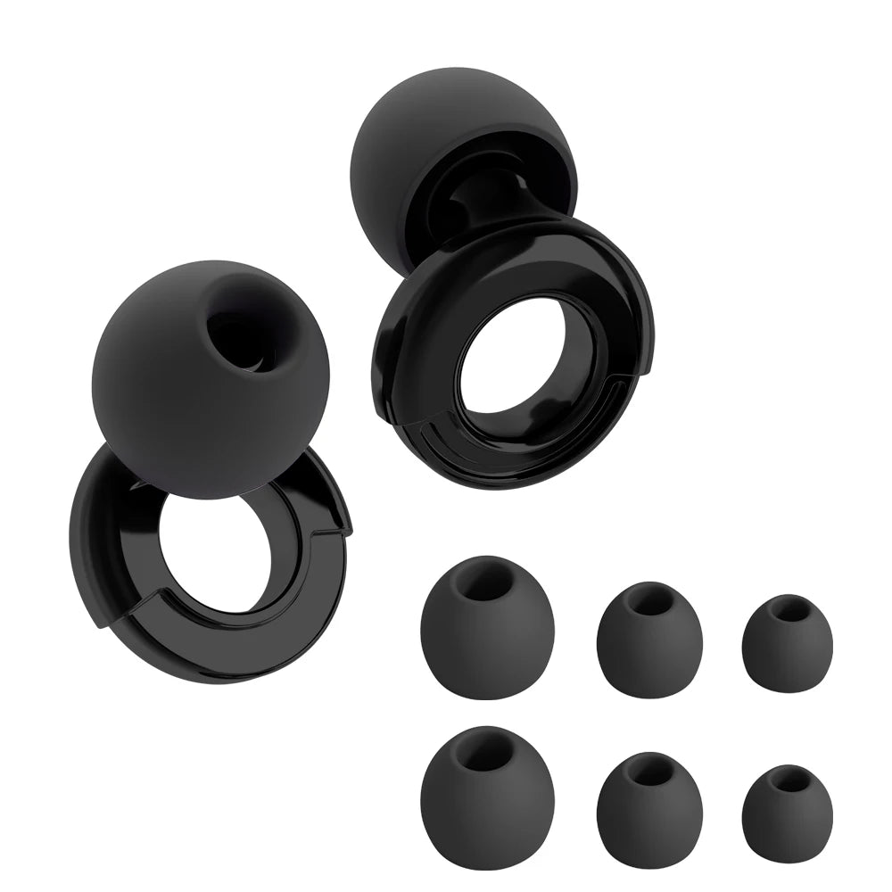 Quiet Ear Plugs for Noise Reduction — Soft Reusable Hearing Protection for Sleep, Swim & Work, 8 Tips in XS/S/M/L