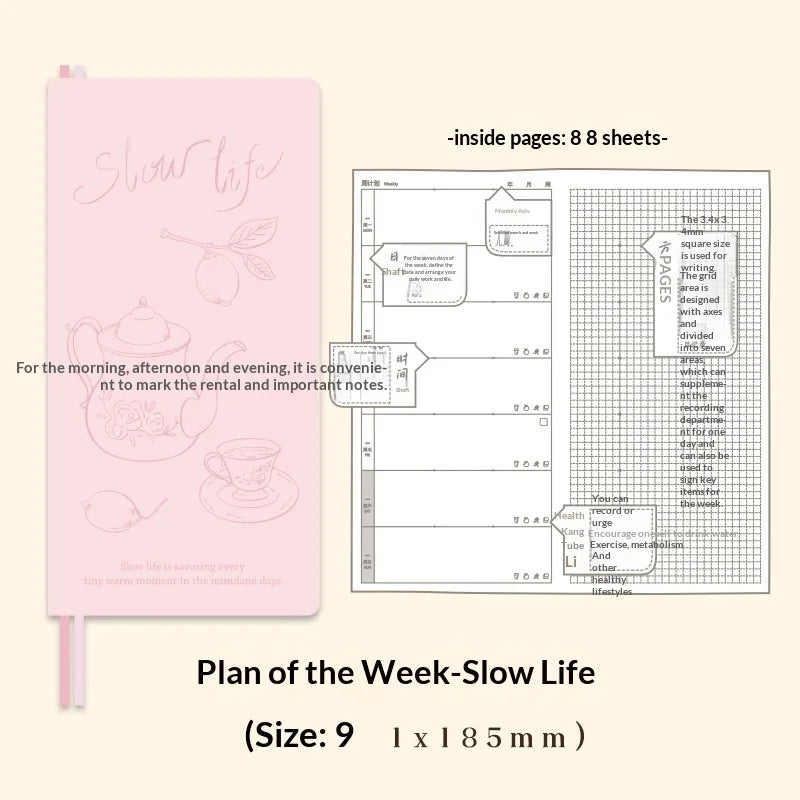 Undated Weekly Planner Book with Illustrated Cover Designs, Daily Schedule Organizer Notebook with Optional Planner Cover
