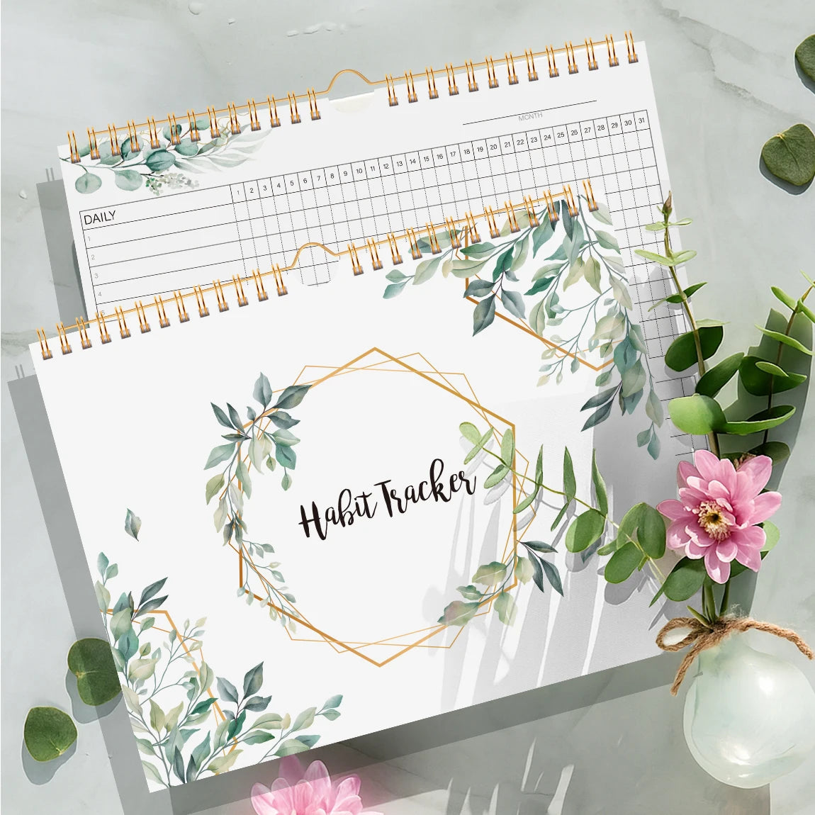 12-Page Habit Tracker Planner – Daily, Weekly & Monthly, Spiral-Bound