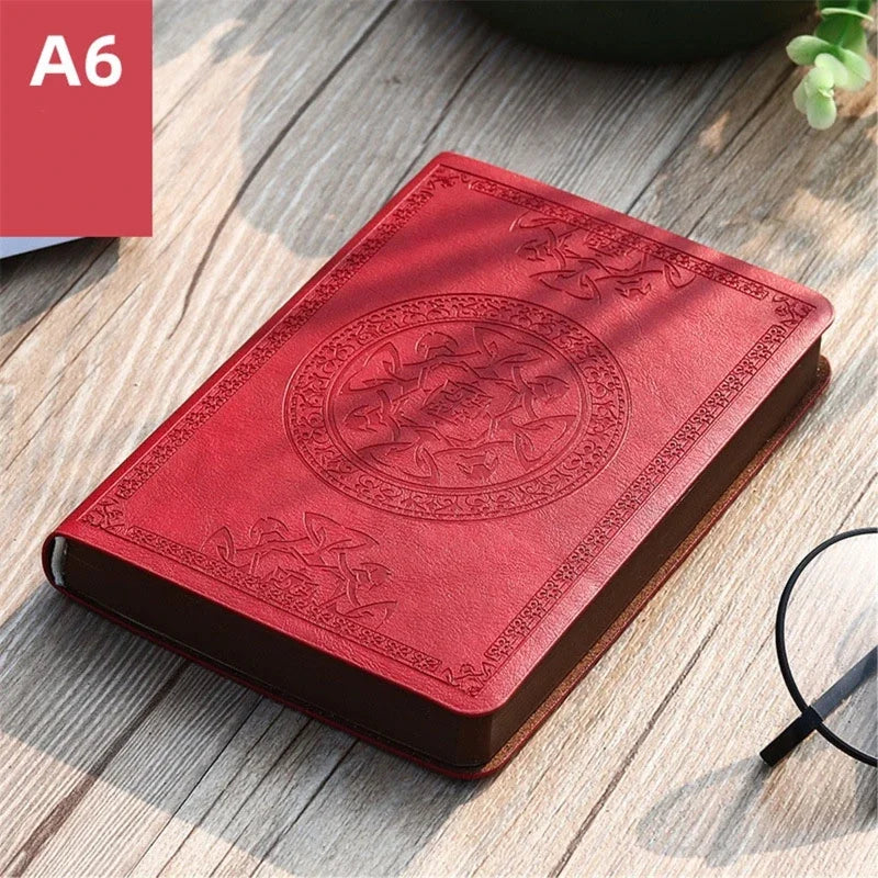 Vintage Embossed Leather Journal Notebook, Retro Travel Diary and Writing Journal for Gifts, Notes and Sketching