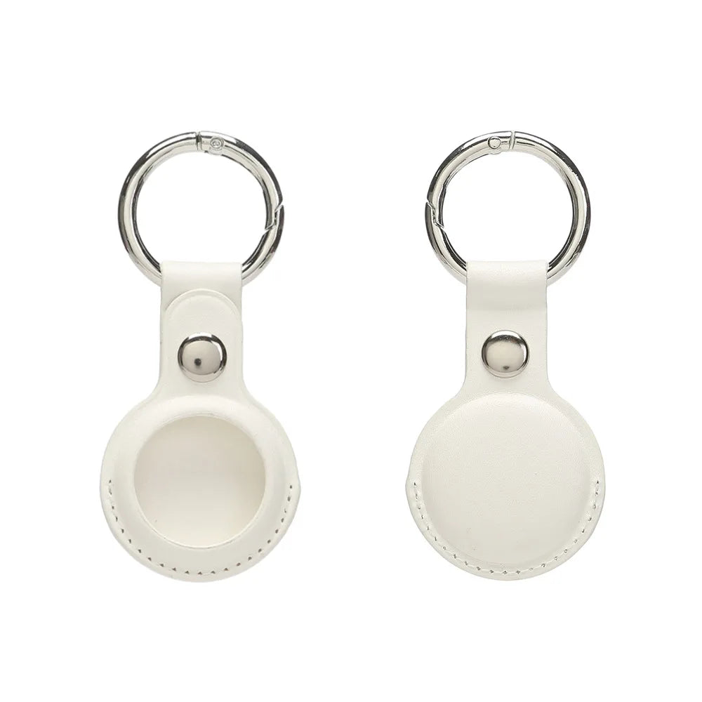 PU Leather AirTag Holder with Keyring and Snap Closure