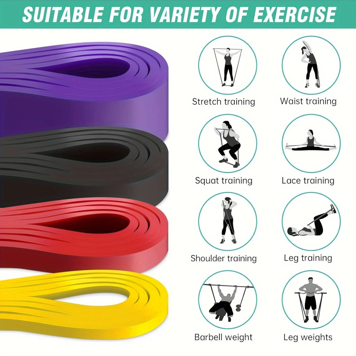 Stackable TPE Resistance Bands — Heavy-Tension Home Workout & Stretching Set