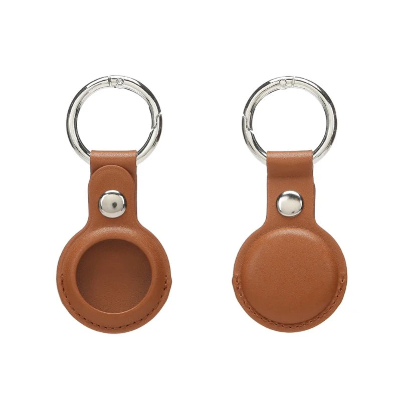 PU Leather AirTag Holder with Keyring and Snap Closure