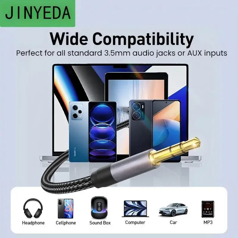 3.5mm Aux Audio Cable — Male to Male Jack for Phone, Car, Speaker & Headphones