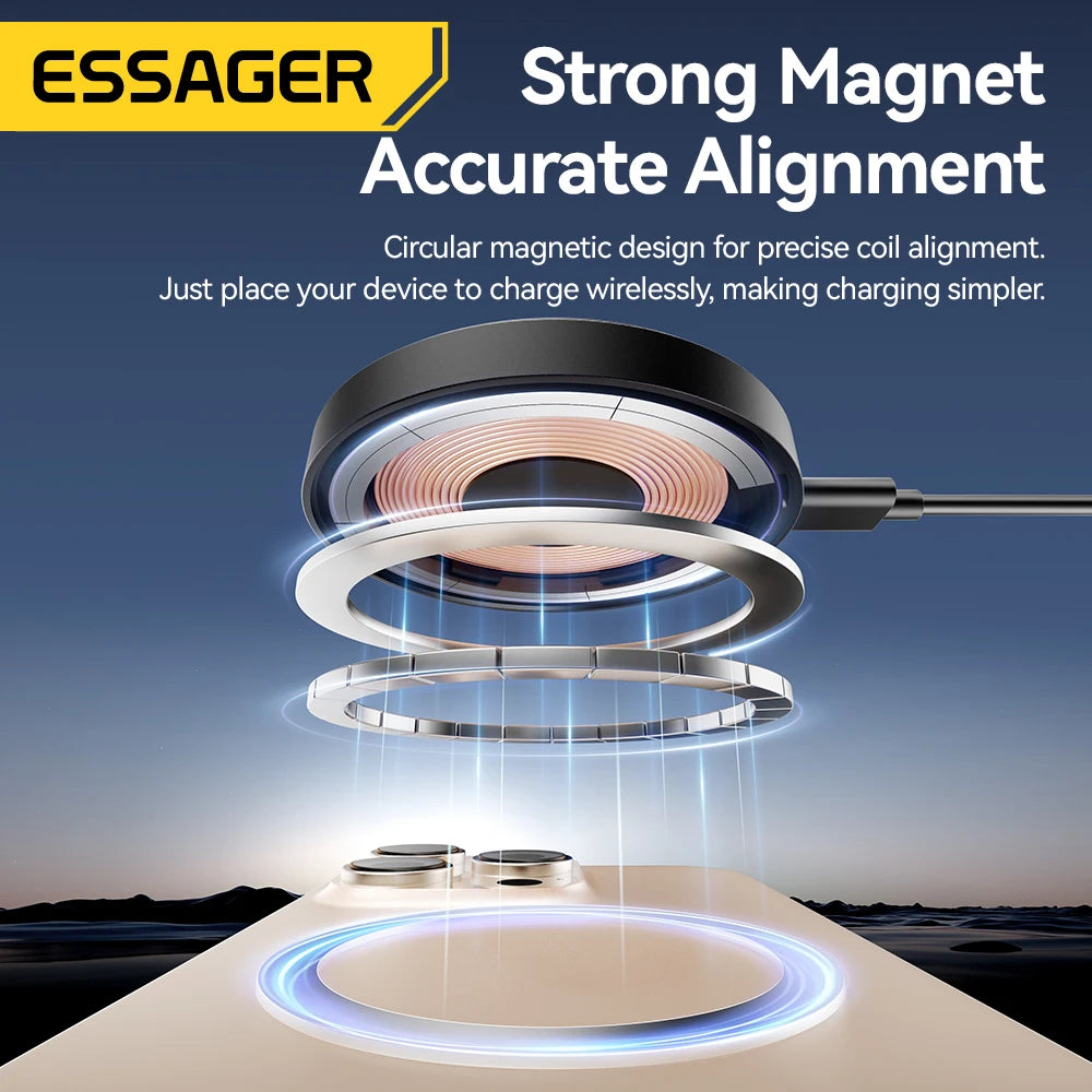 15W Magnetic Wireless Charger with Holder — Fast Charging Pad for iPhone & AirPods