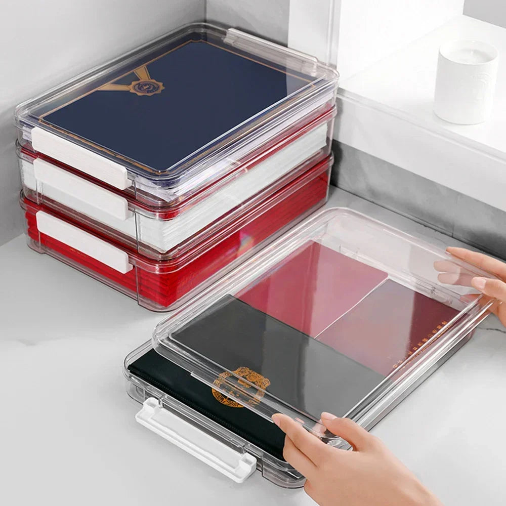 Clear Acrylic A4 Desktop File Organizer Box for Documents and Papers, Dustproof
