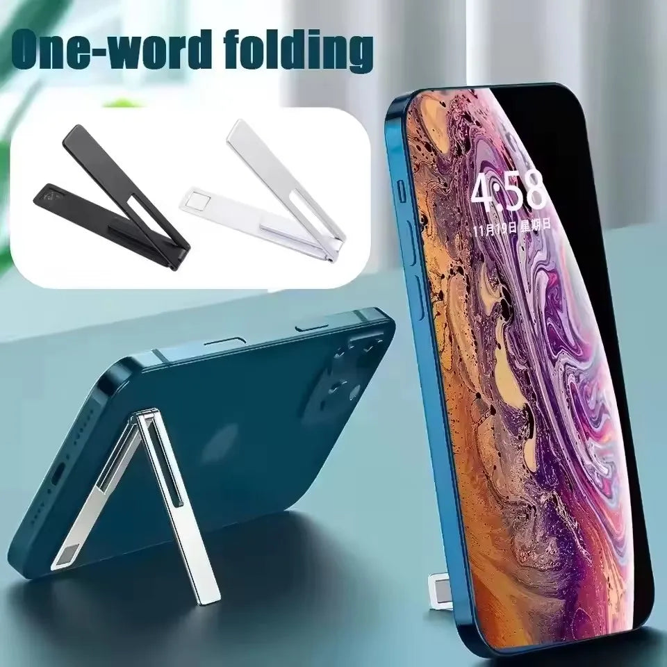 Magnetic Ultra Thin Foldable Phone Kickstand, Metal Alloy Desktop Cell Phone Holder