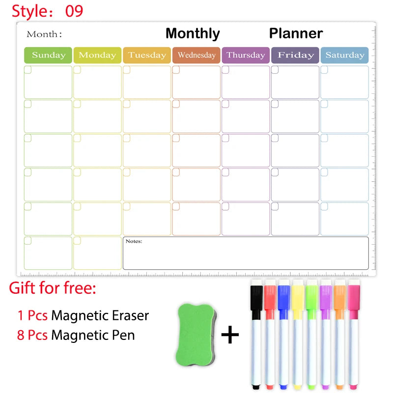 A3 Magnetic Dry-Erase Planner — Monthly & Weekly Fridge Calendar