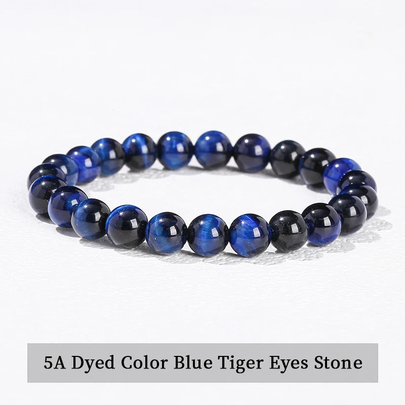 Natural Stone Beads Bracelet — Amethyst, Tiger Eye, Crystal & More