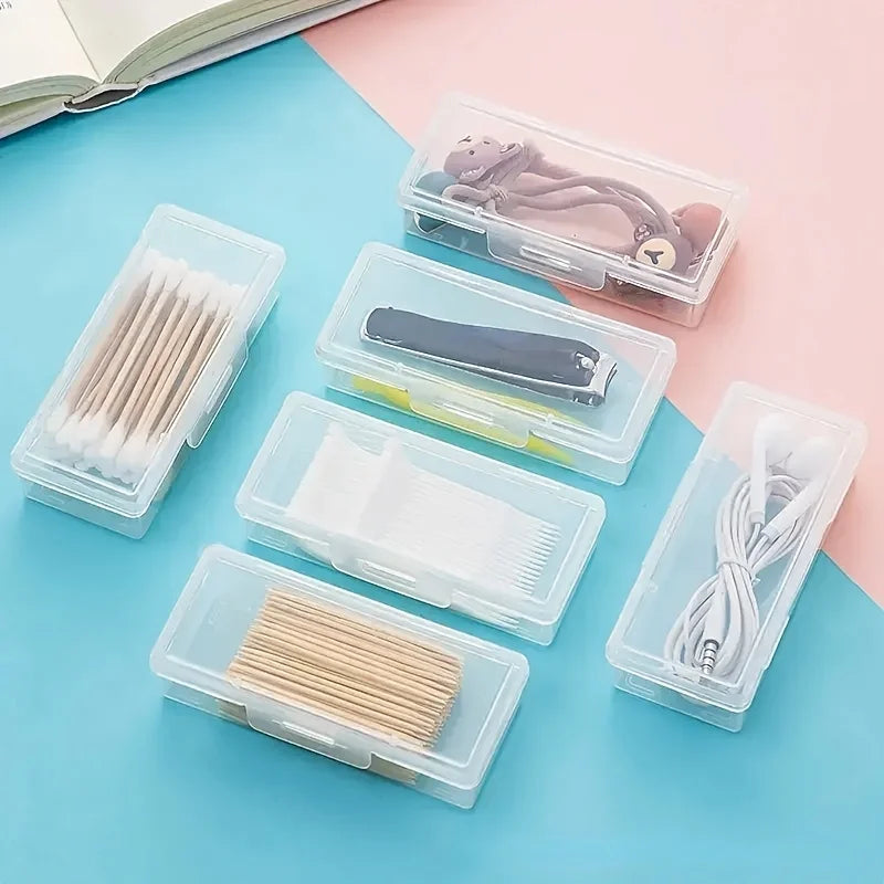 12 Pack Clear Plastic Storage Boxes with Lids for Desk Supplies, Crafts and Small Items