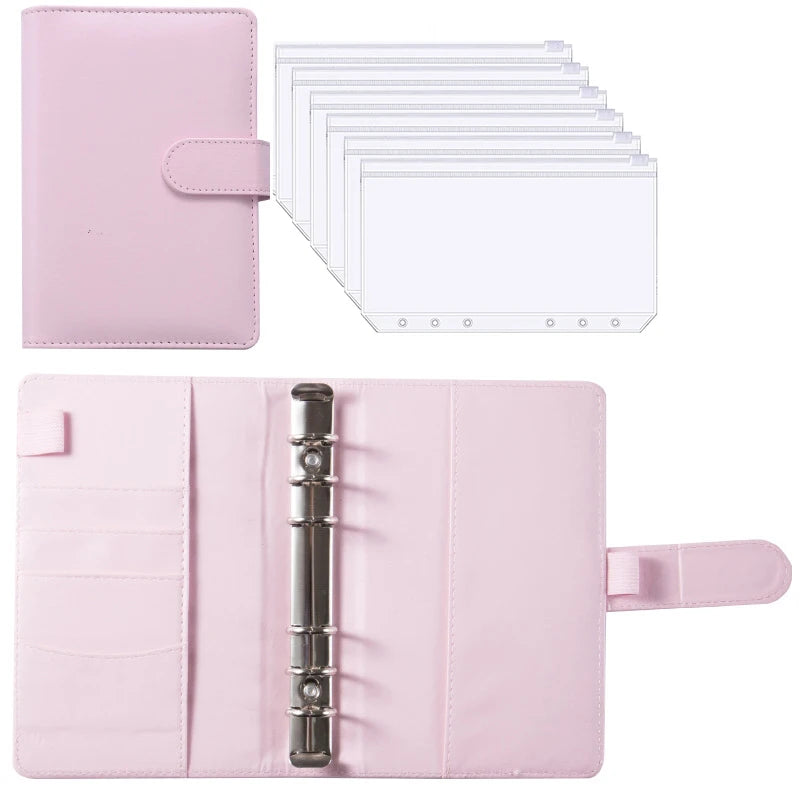A6 PU Leather Budget Binder Notebook Cash Envelopes System Set Bill Organizer