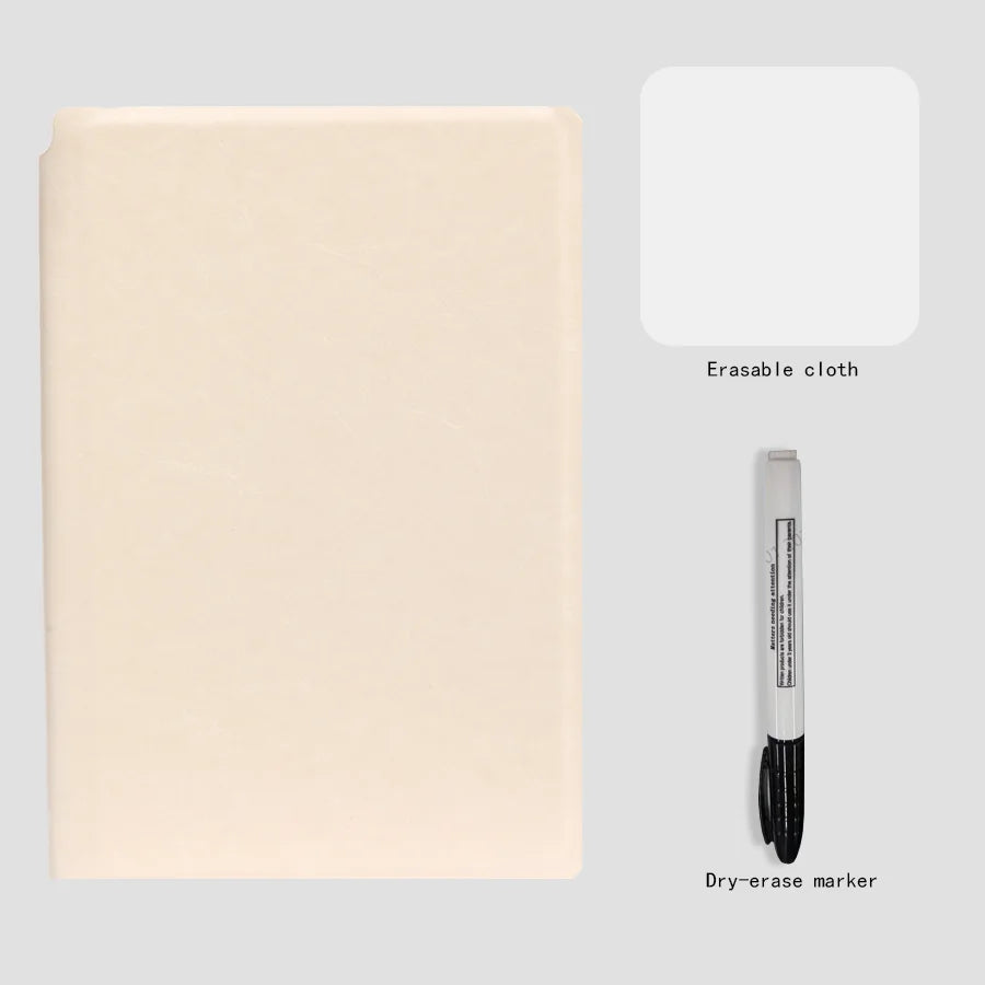 A5 Reusable Whiteboard Notebook — Portable Weekly Planner with Pen & Erasing Cloth