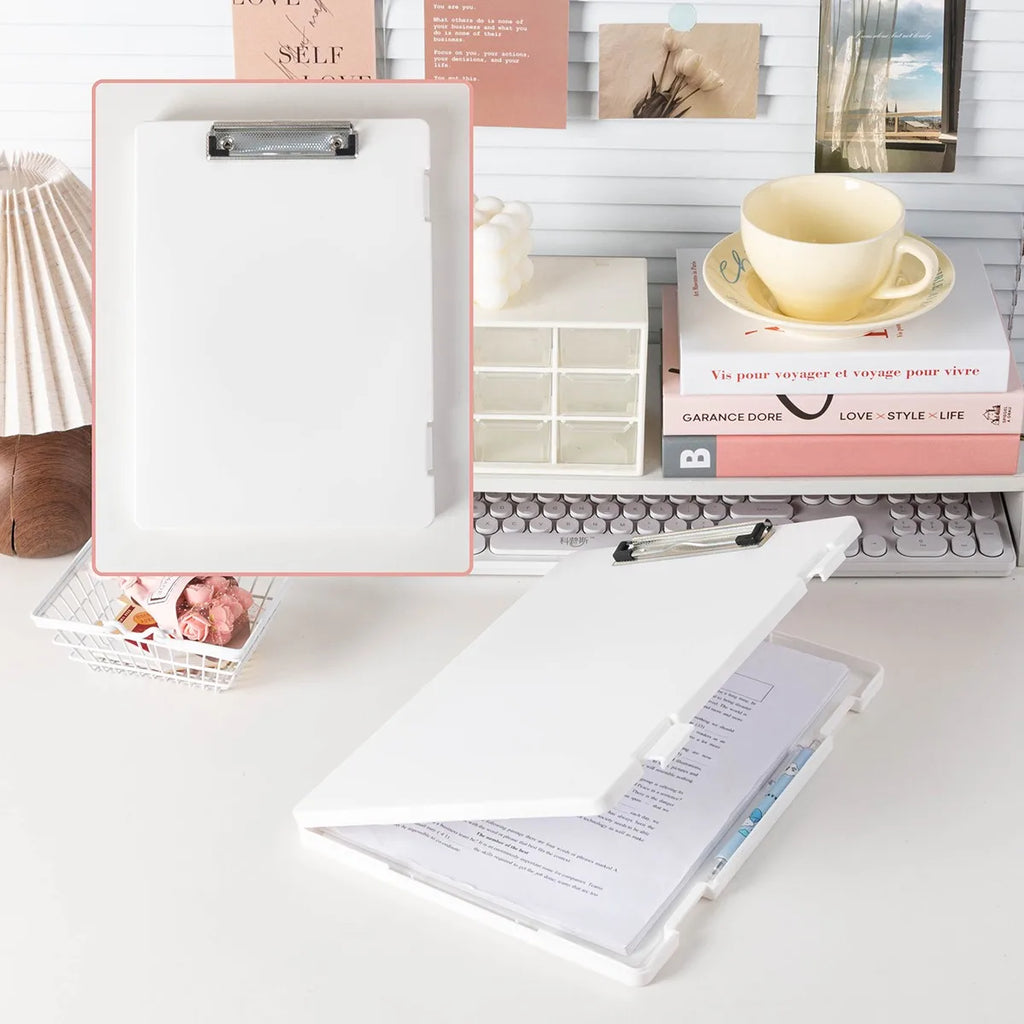 A4 Clipboard Folder with Storage Box for School Papers and Office Documents