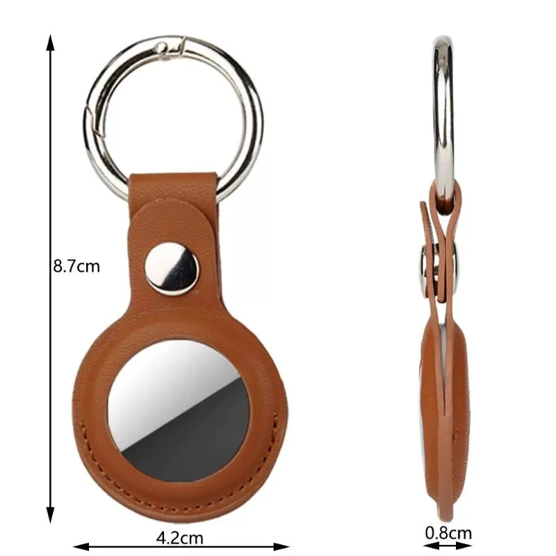 PU Leather AirTag Holder with Keyring and Snap Closure