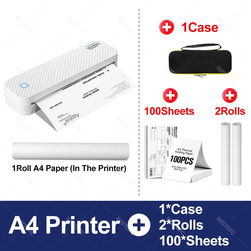 Portable A4 Bluetooth Thermal Printer — Wireless Photo & Document Printer for Home, Office & Travel