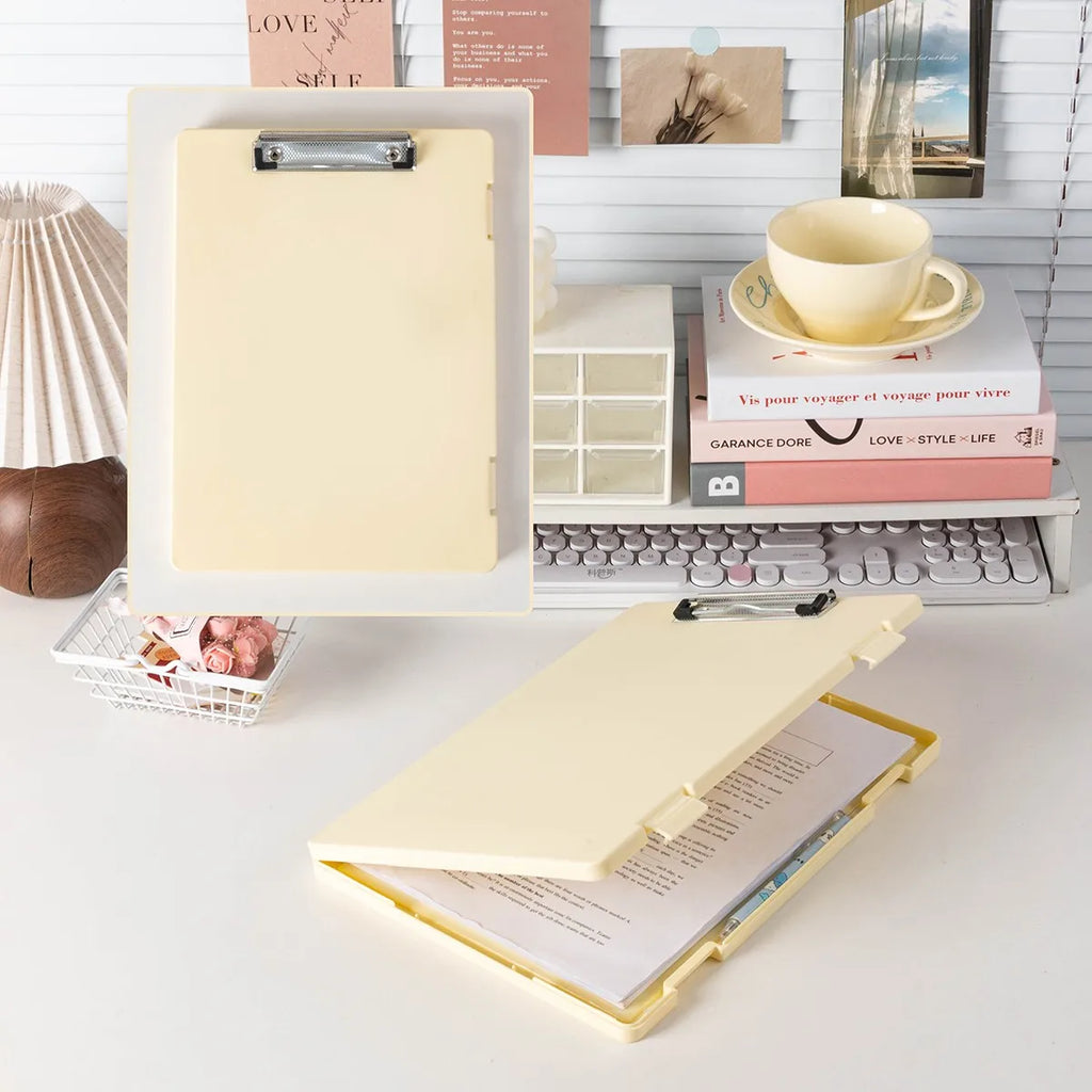A4 Clipboard Folder with Storage Box for School Papers and Office Documents
