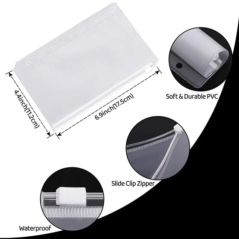 A6 PU Leather Budget Binder Notebook Cash Envelopes System Set Bill Organizer
