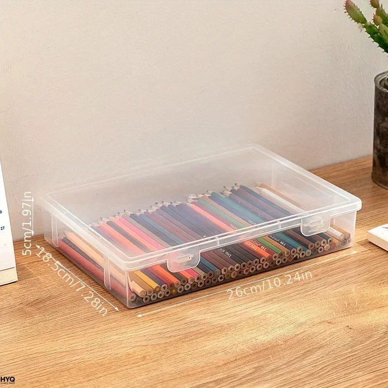Large Capacity Clear Pencil Case, Transparent Plastic Storage Box for Markers, Colored Pencils, Sketch and Art Supplies