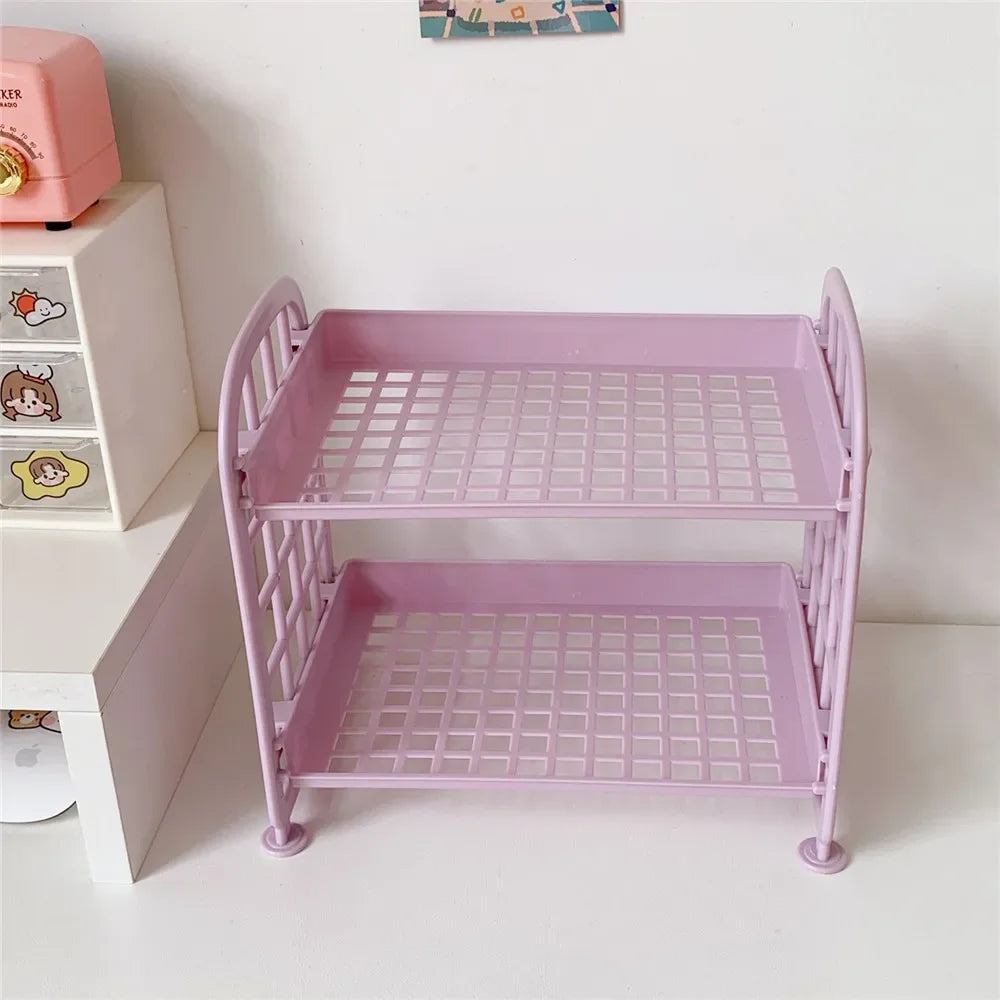 2-Tier Desktop Stationery Rack Storage Shelf Organizer for Office, Dorm, and Desk