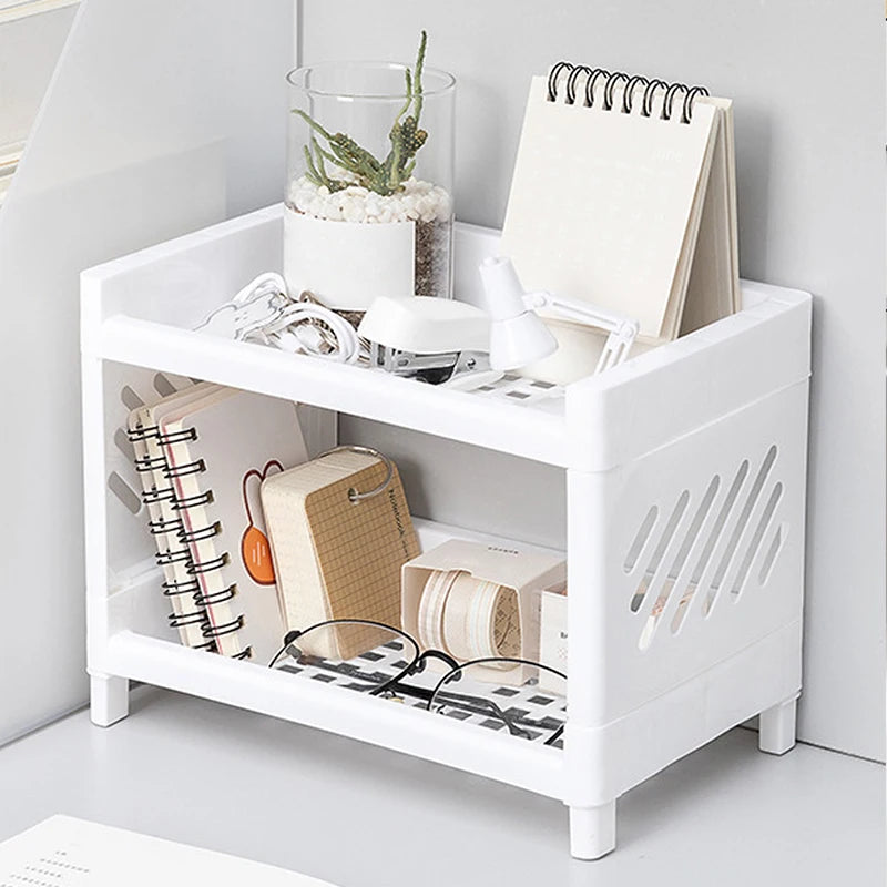 Double Layer Desktop Storage Rack & Desk Organizer