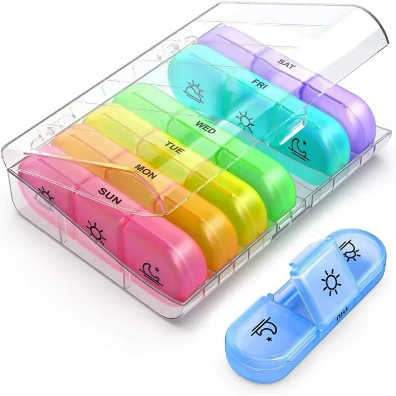 7 Day Pill Organizer 3 Times a Day with 21 Large Compartments for Vitamins, Medicine and Fish Oil, Portable Travel Case
