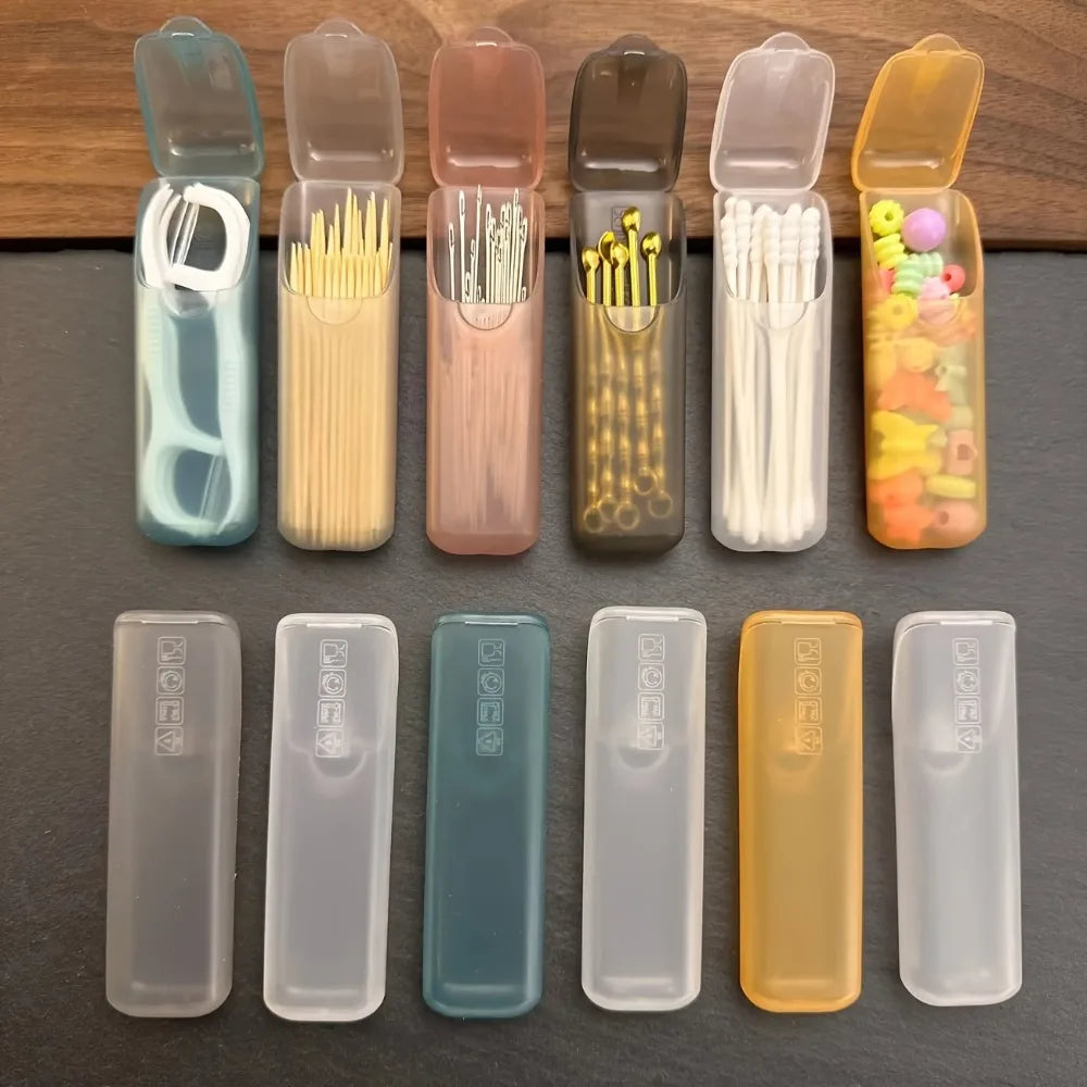 Mini Plastic Travel Storage Cases, Portable Pill, Floss and Toothpick Holder Organizer for Small Daily Essentials, 4 or 6 Pack