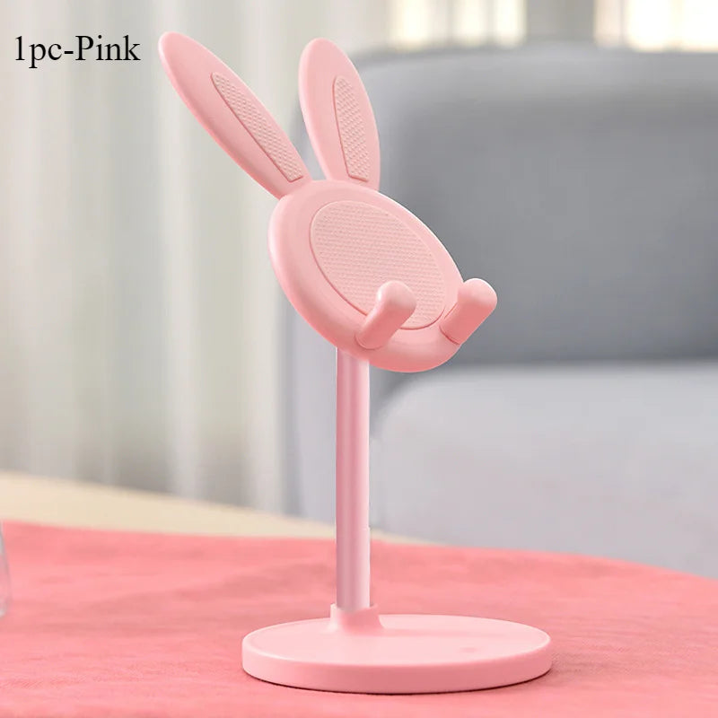 Cute Rabbit Ear Phone Stand for Desk, Adjustable Height Kawaii Cell Phone Holder