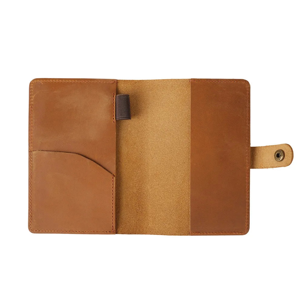 Leather Journal Cover with Pen Holder, Refillable Pocket Notebook Diary Fits 3.5 x 5.5 Inch