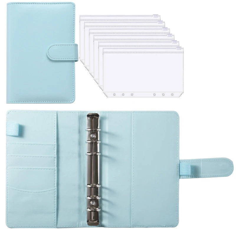 A6 PU Leather Budget Binder Notebook Cash Envelopes System Set Bill Organizer