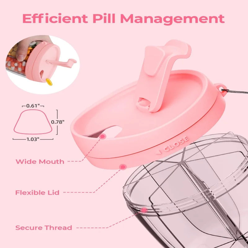 Portable 7 Compartment Pill Organizer and Vitamin Supplement Case with Keychain for Travel and Daily Use