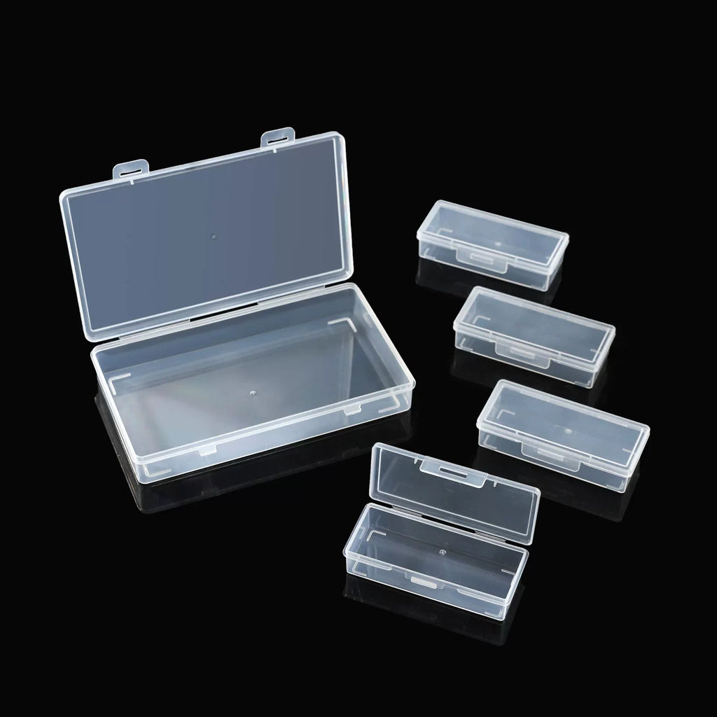 Clear Plastic Storage Organizer Box with 4 Adjustable Dividers for Desk Supplies, Crafts and Small Parts
