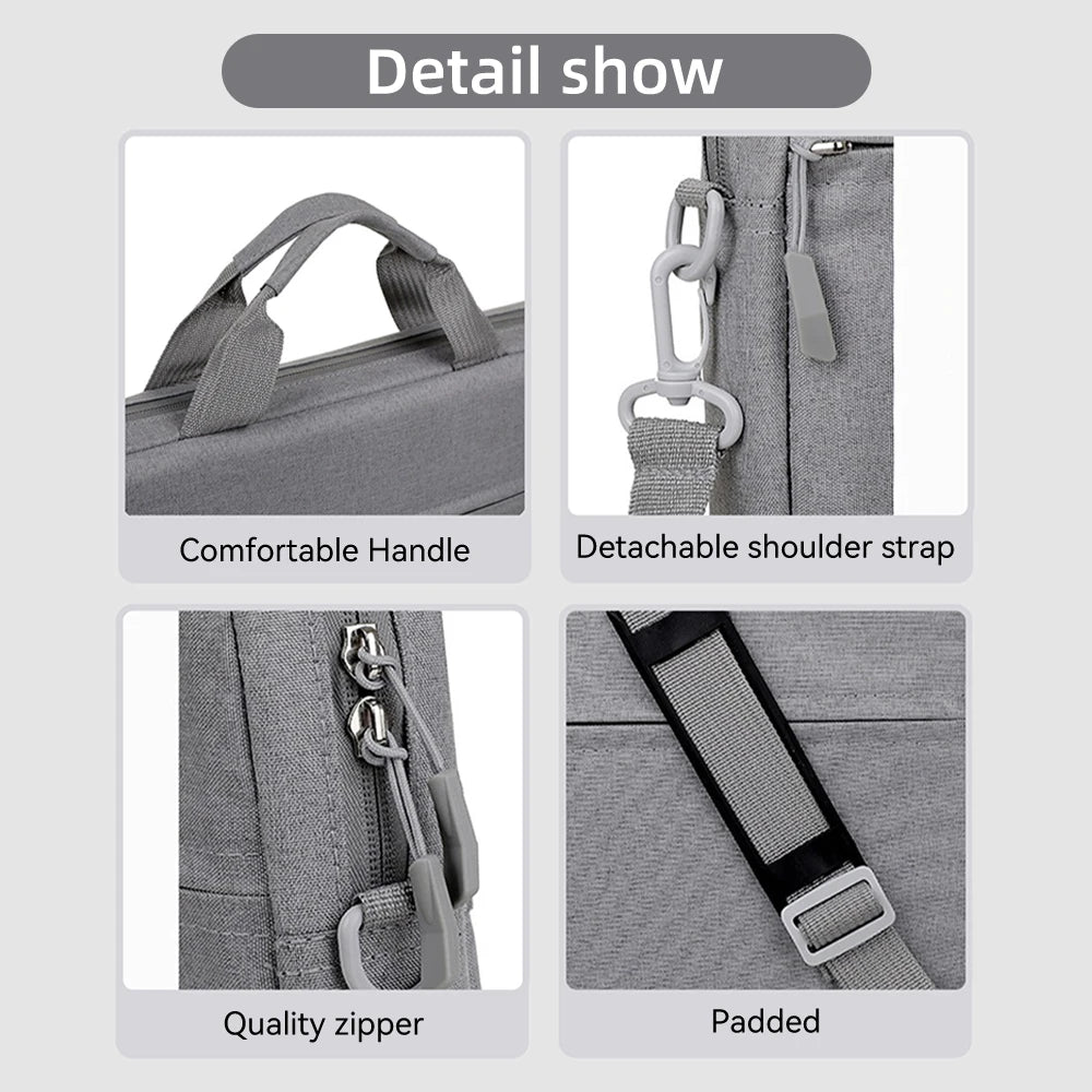 Laptop Sleeve Bag with Shoulder Strap and Handle, Water-Resistant Portable Carrying Case for 14 and 15.6 Inch Laptops and Notebooks