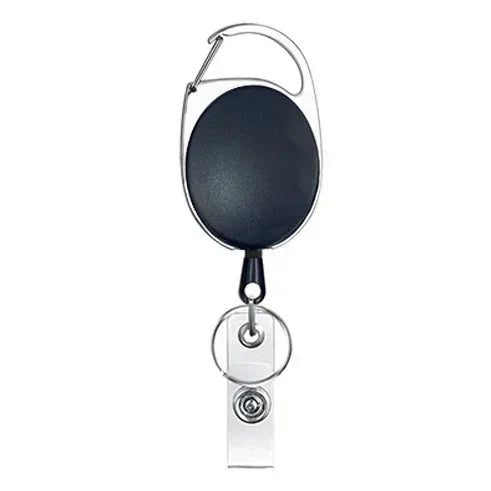 Clear ID Badge Holder with Retractable Badge Reel Clip, Transparent Work Card Sleeve for Employee Pass, Name Tag and Key Card