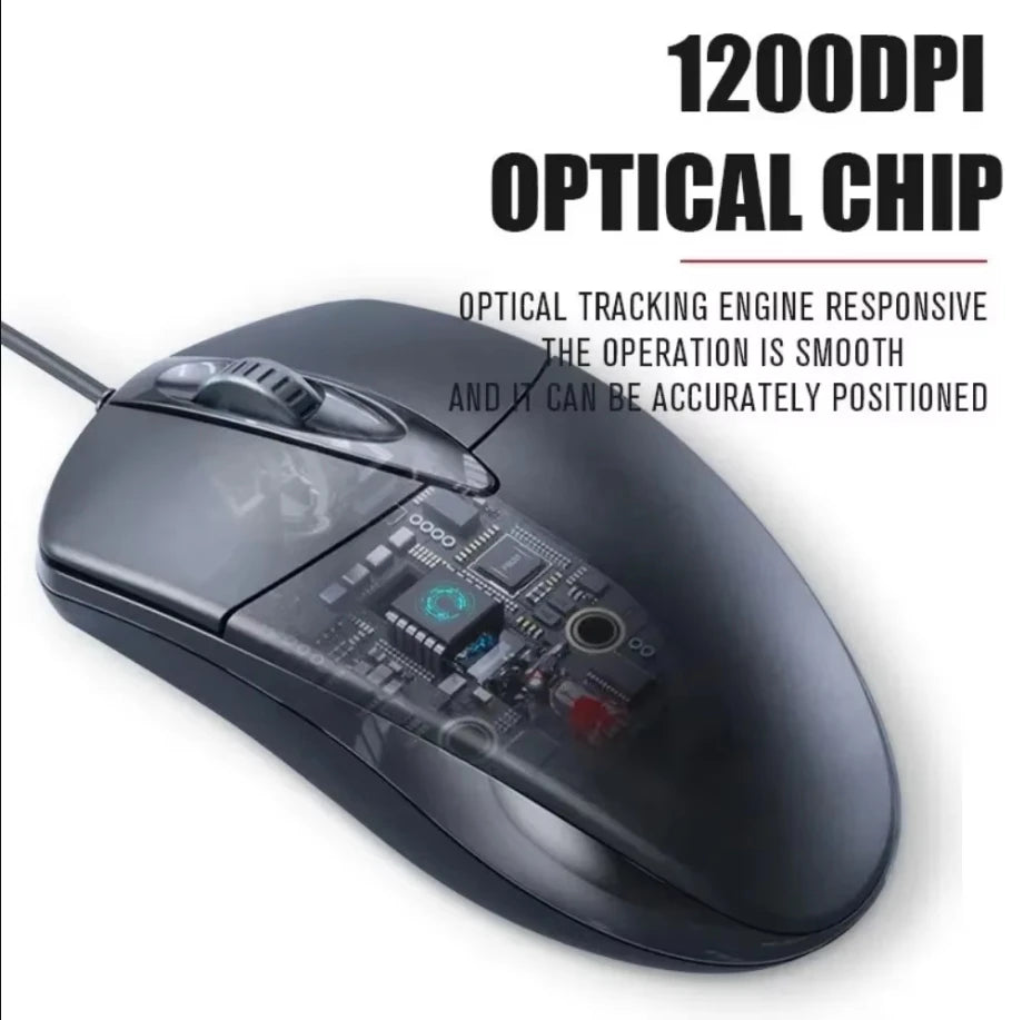 USB Optical Wired Mouse with Anti-Slip Roller for PC, Laptop & Desktop