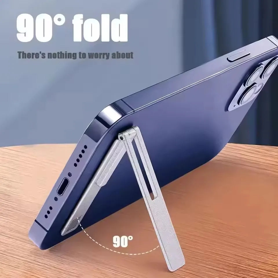 Magnetic Ultra Thin Foldable Phone Kickstand, Metal Alloy Desktop Cell Phone Holder