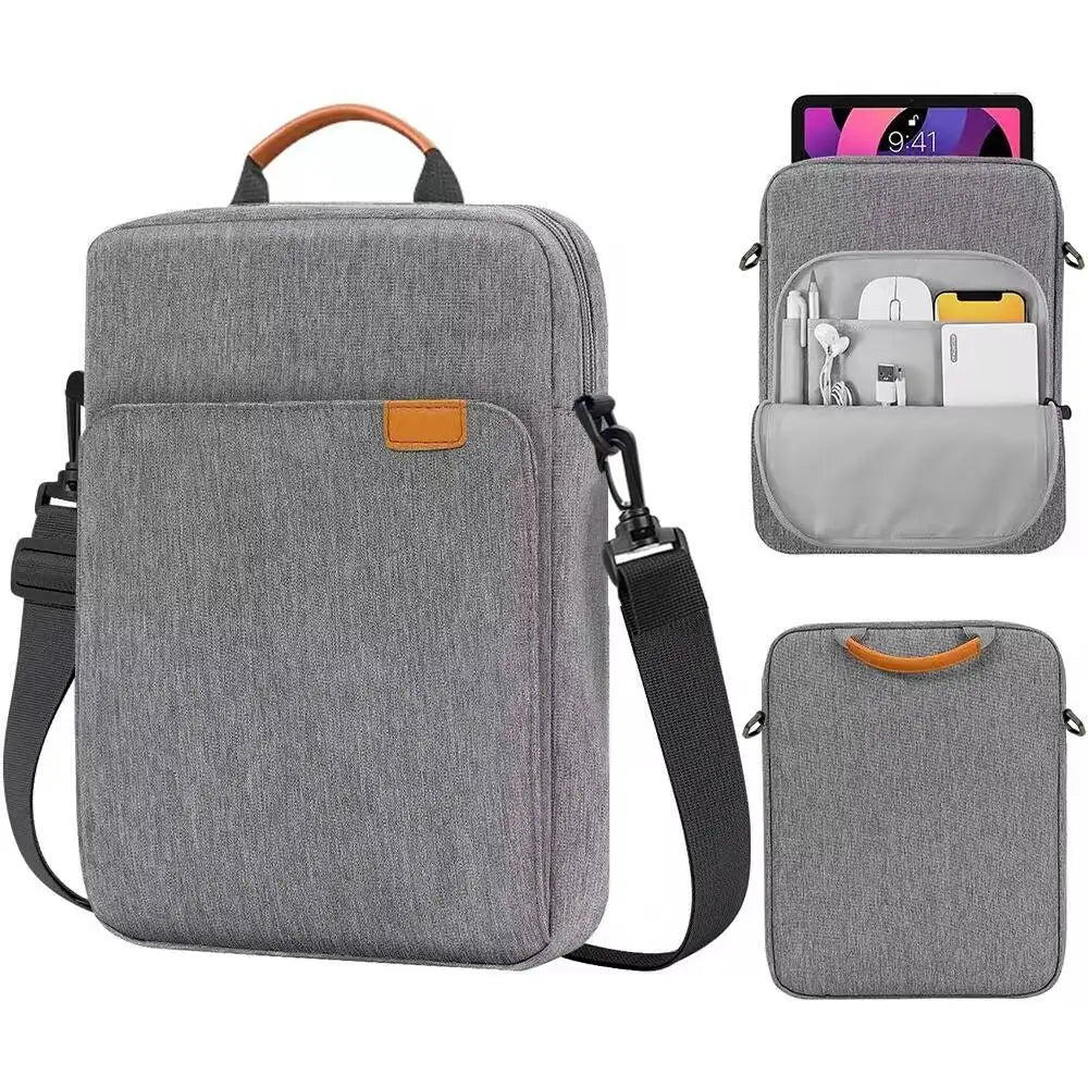 Laptop Sleeve Bag with Shoulder Strap and Handle, Water-Resistant Multi-Pocket Case for 11 and 13 Inch Laptops and 9 to 13 Inch Tablets