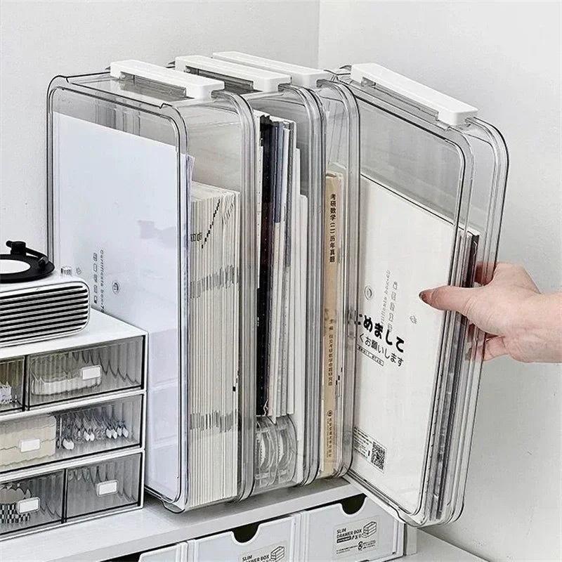 Clear Acrylic A4 Desktop File Organizer Box for Documents and Papers, Dustproof