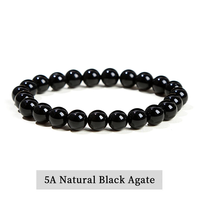Natural Stone Beads Bracelet — Amethyst, Tiger Eye, Crystal & More