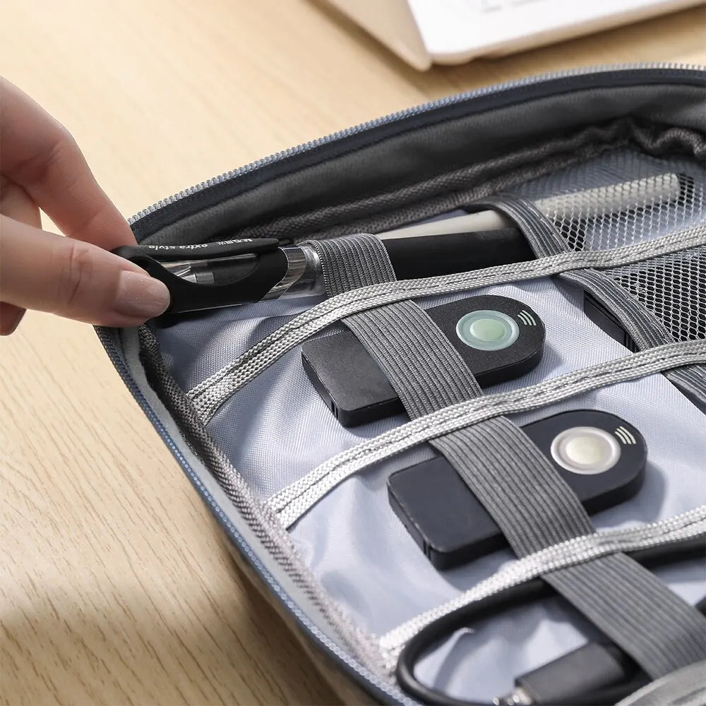 Electronics Travel Organizer Bag with Double-Layer Storage