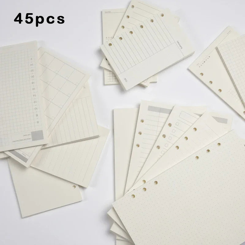 A5 A6 A7 Loose Leaf Refill Paper, 45 Sheet 6 Ring Planner Inserts in Daily, Weekly, Monthly, To Do, Finance, Lined, Grid and Dot Styles