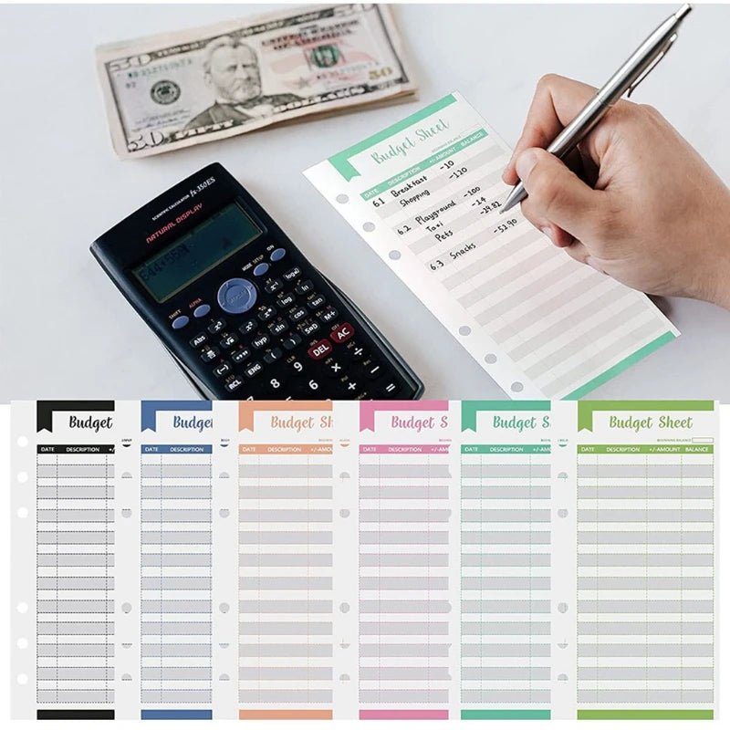 12-Pack Expense Tracker Budget Sheets — Double-Sided Cash Envelope Ledger Inserts