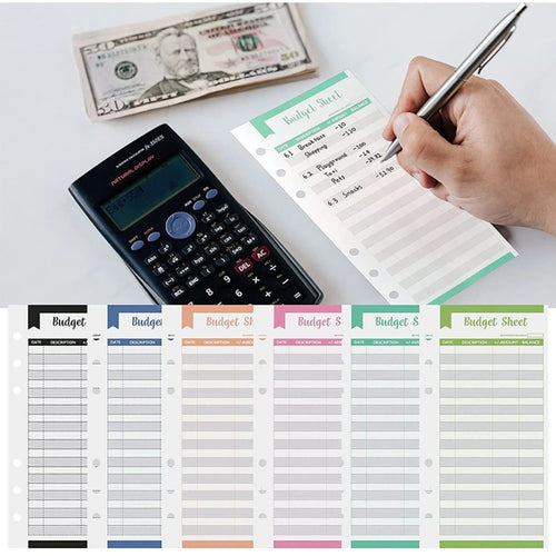 12-Pack Expense Tracker Budget Sheets — Double-Sided Cash Envelope Ledger Inserts