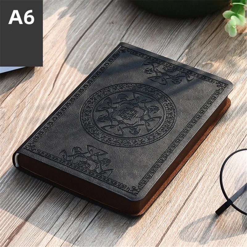 Vintage Embossed Leather Journal Notebook, Retro Travel Diary and Writing Journal for Gifts, Notes and Sketching