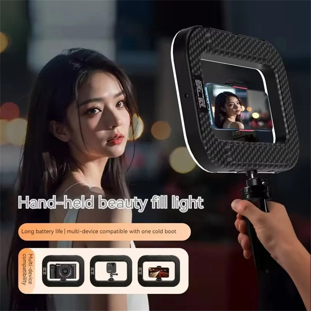 Handheld Rechargeable LED Ring Light with Phone Holder