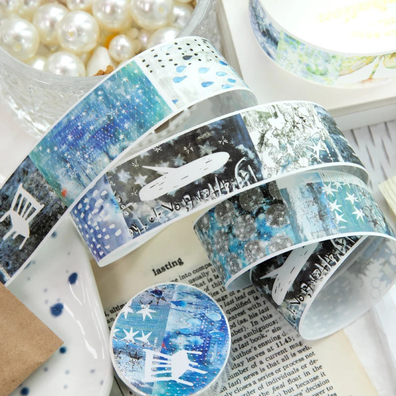 Vintage Washi Tape Roll for Journaling, 2.5cm x 2m Collage Masking Tape Sticker for Planners, Scrapbooking and DIY Crafts