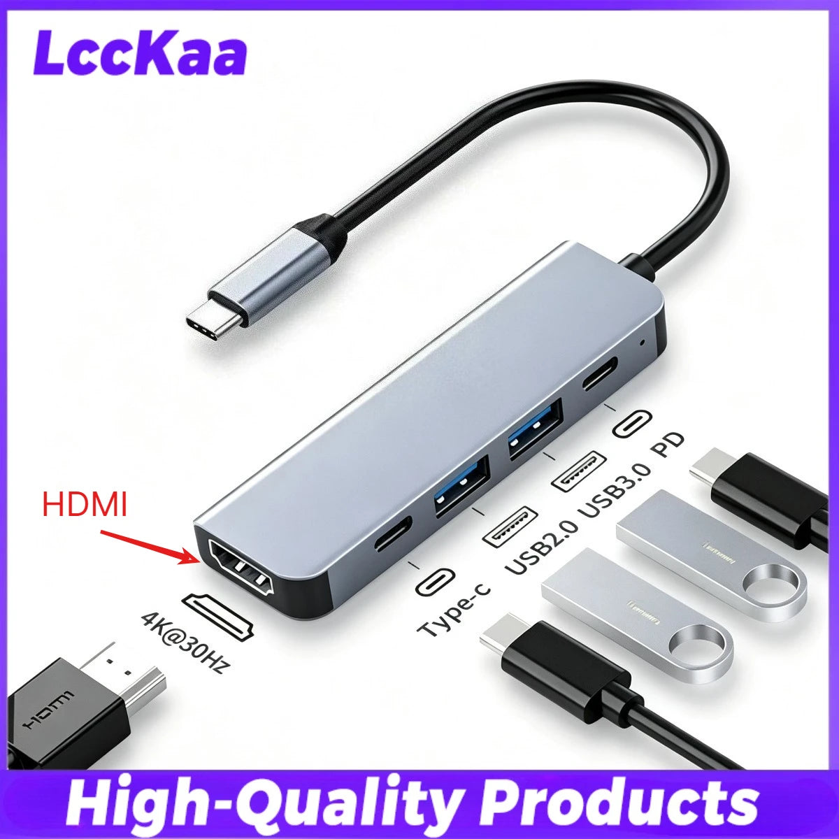 USB Multiport Hub Adapter with SD & MicroSD Card Reader Options