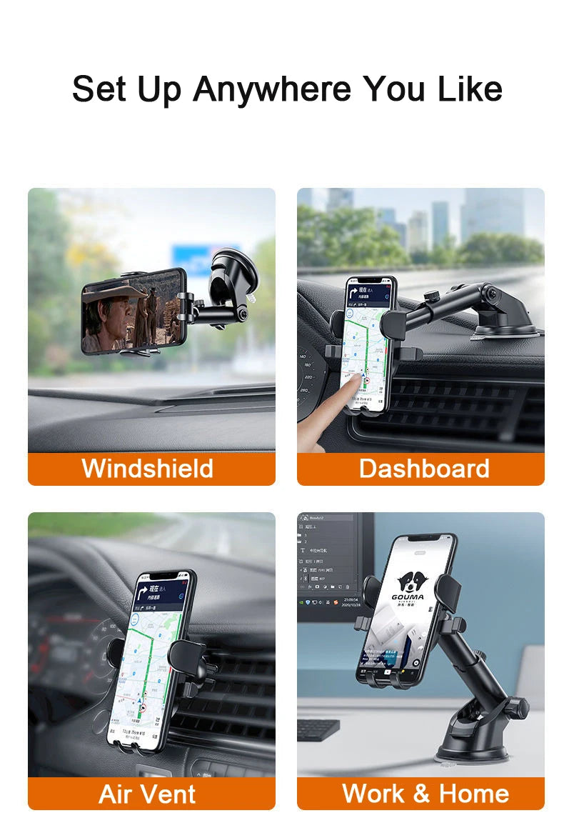 Universal 360° Car Phone Holder — Dashboard & Windshield Mount for 4.0–7″ Phones