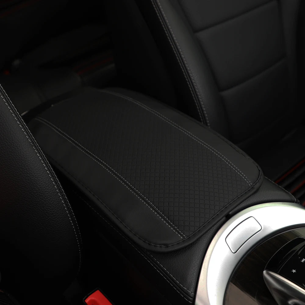 PU Leather Car Armrest Cushion Cover — Waterproof Central Console Pad